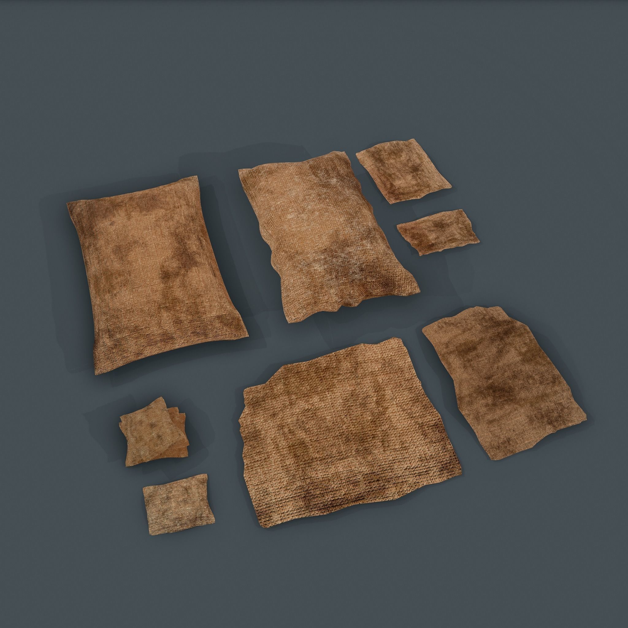 Burlap Sacks and Pieces Low-poly 3D model_7