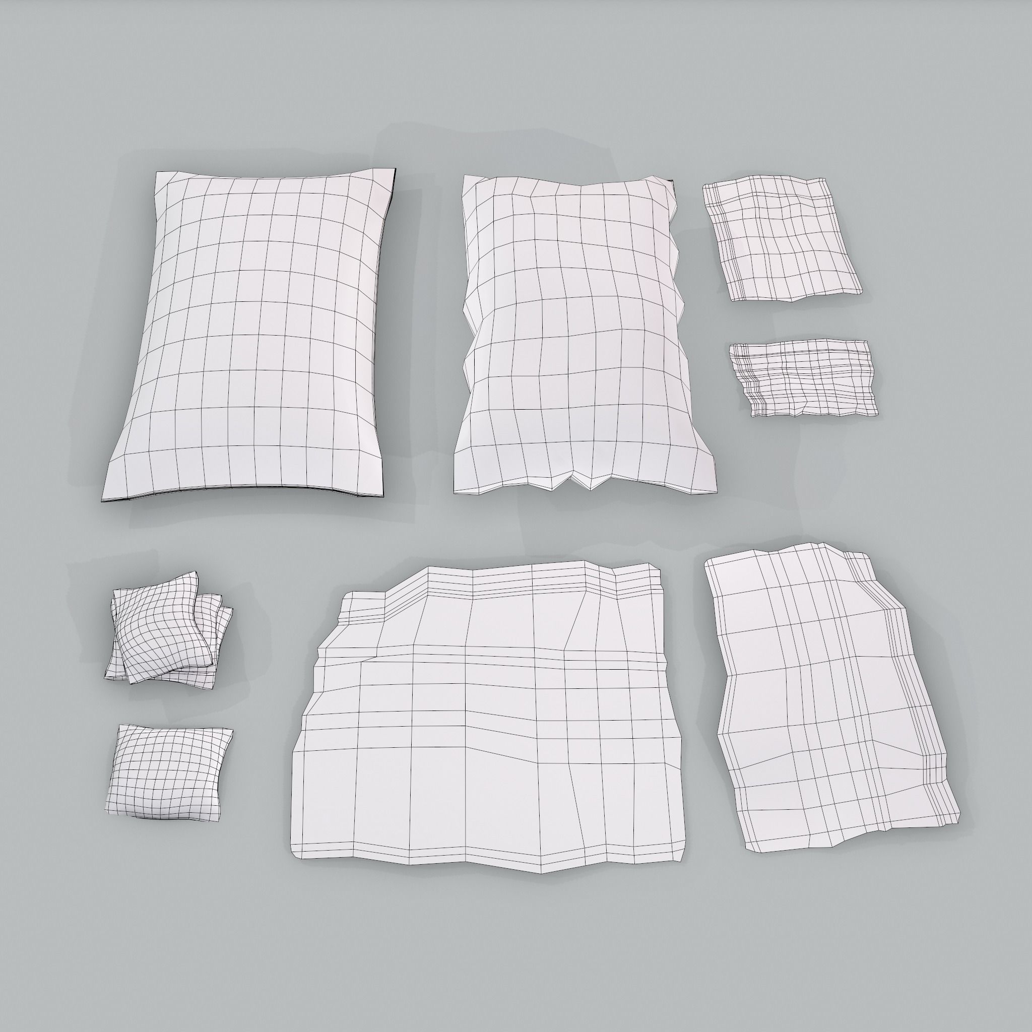 Burlap Sacks and Pieces Low-poly 3D model_17