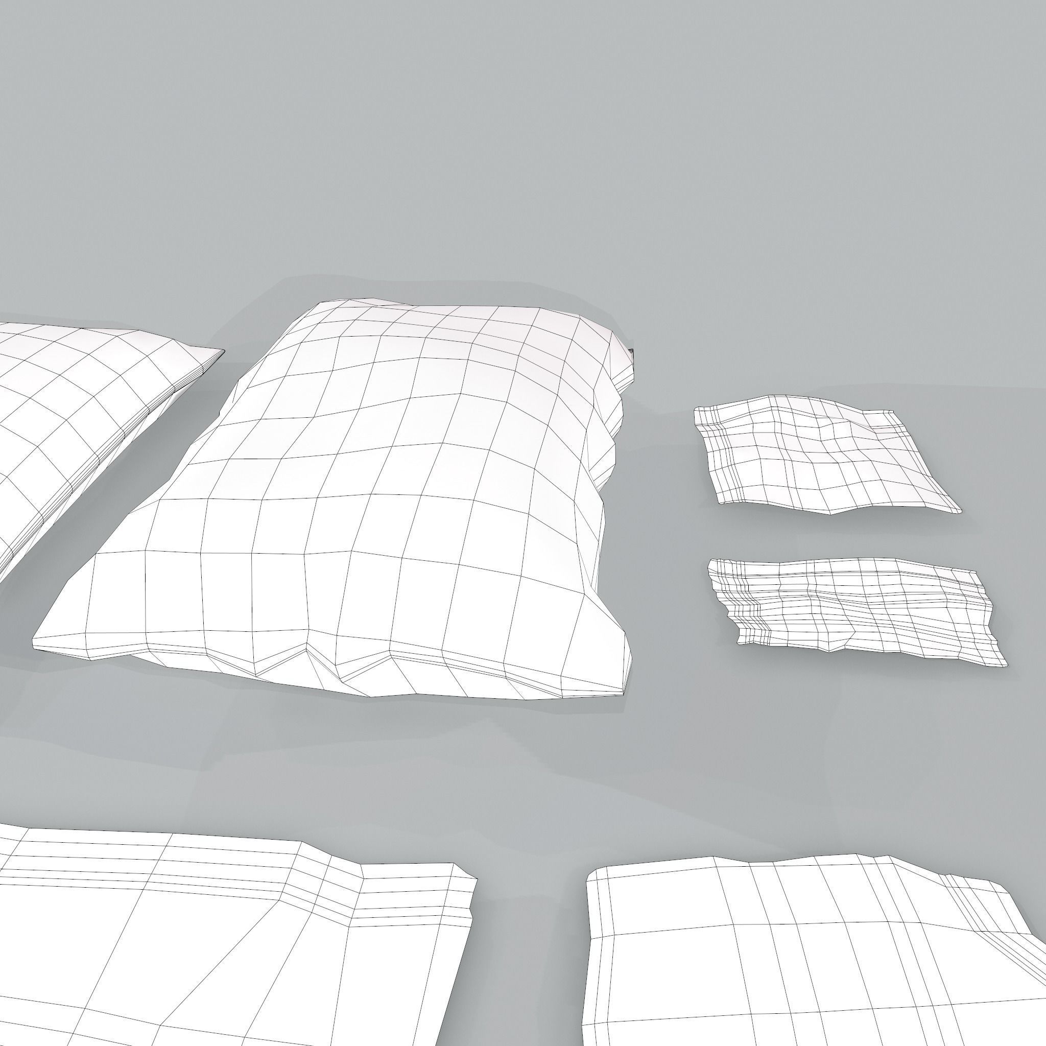 Burlap Sacks and Pieces Low-poly 3D model_27