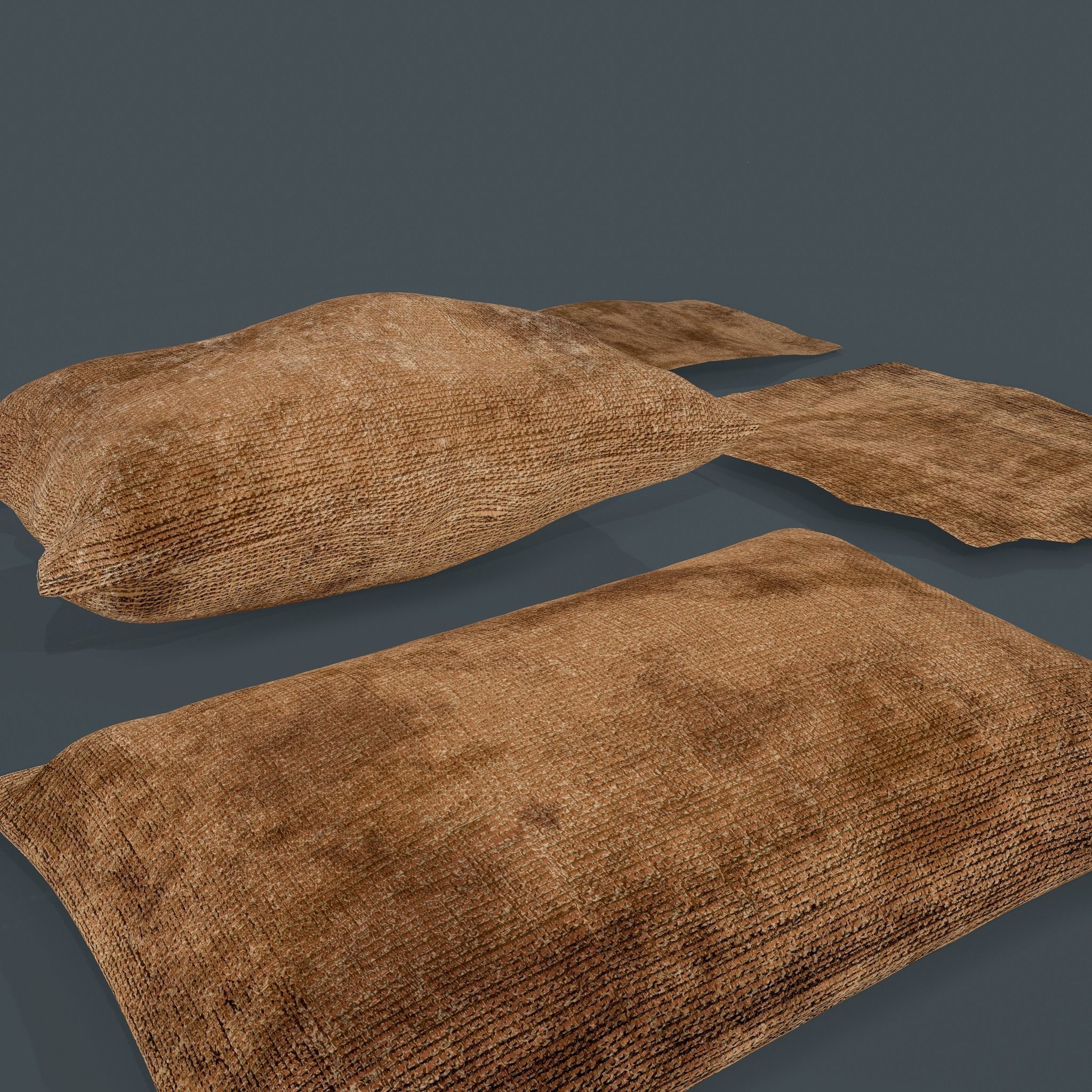 Burlap Sacks and Pieces Low-poly 3D model_10