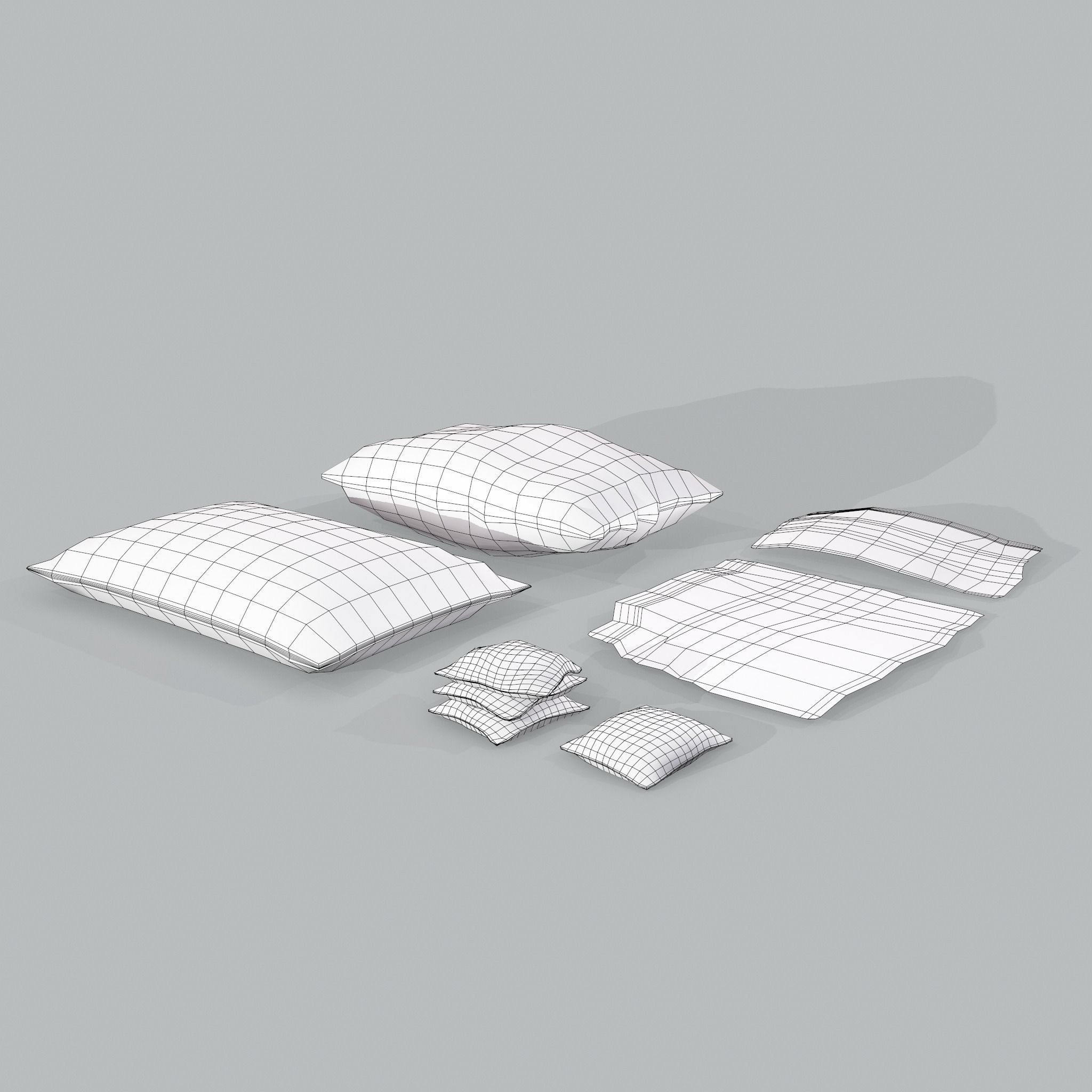 Burlap Sacks and Pieces Low-poly 3D model_24