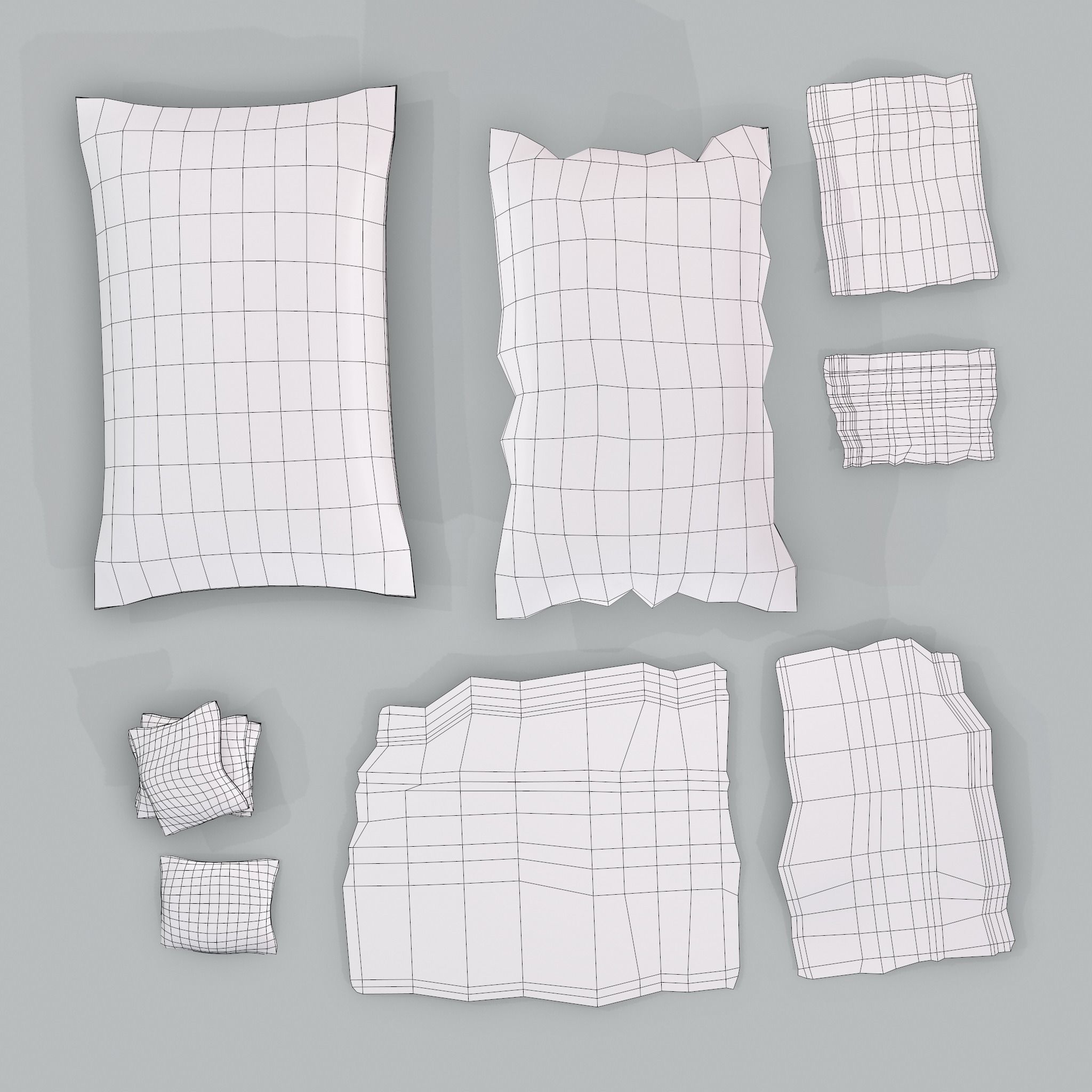 Burlap Sacks and Pieces Low-poly 3D model_19