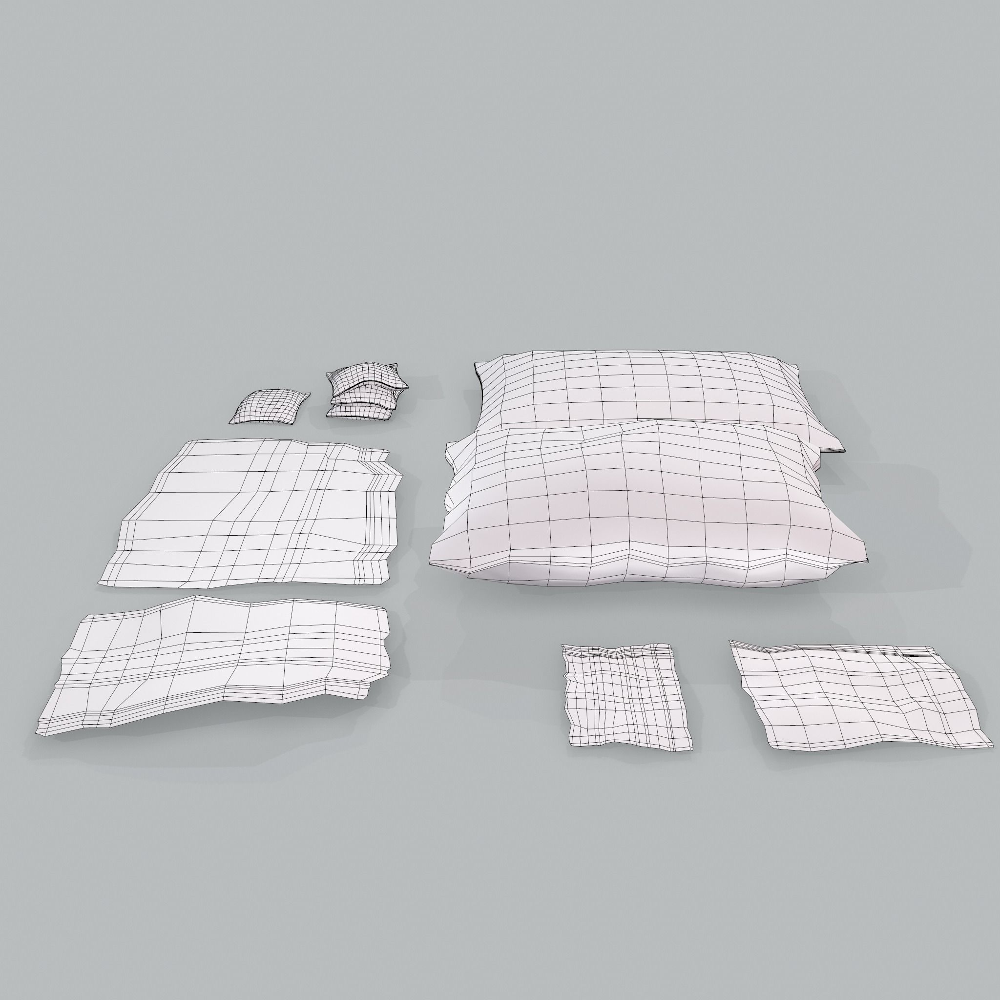 Burlap Sacks and Pieces Low-poly 3D model_20