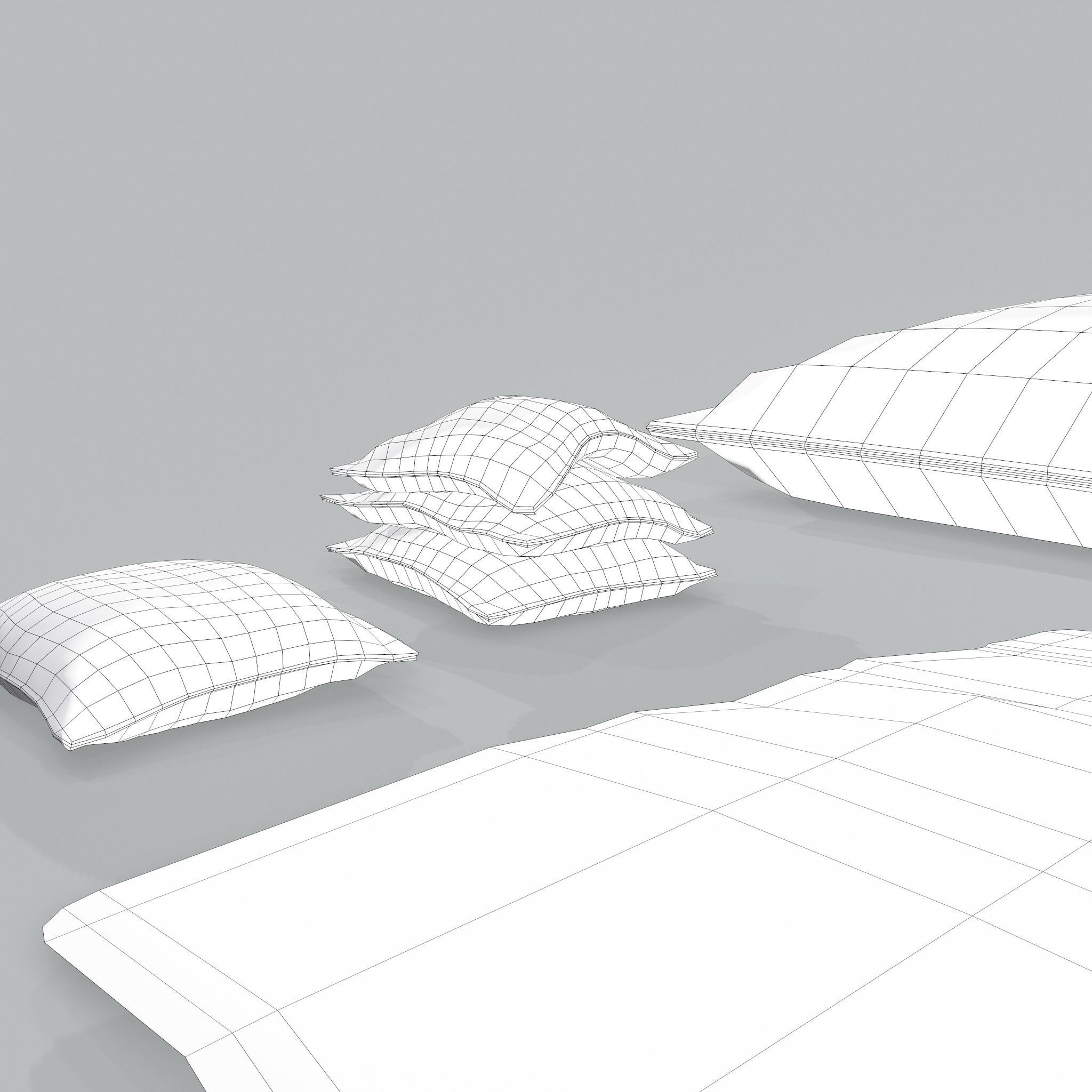 Burlap Sacks and Pieces Low-poly 3D model_25