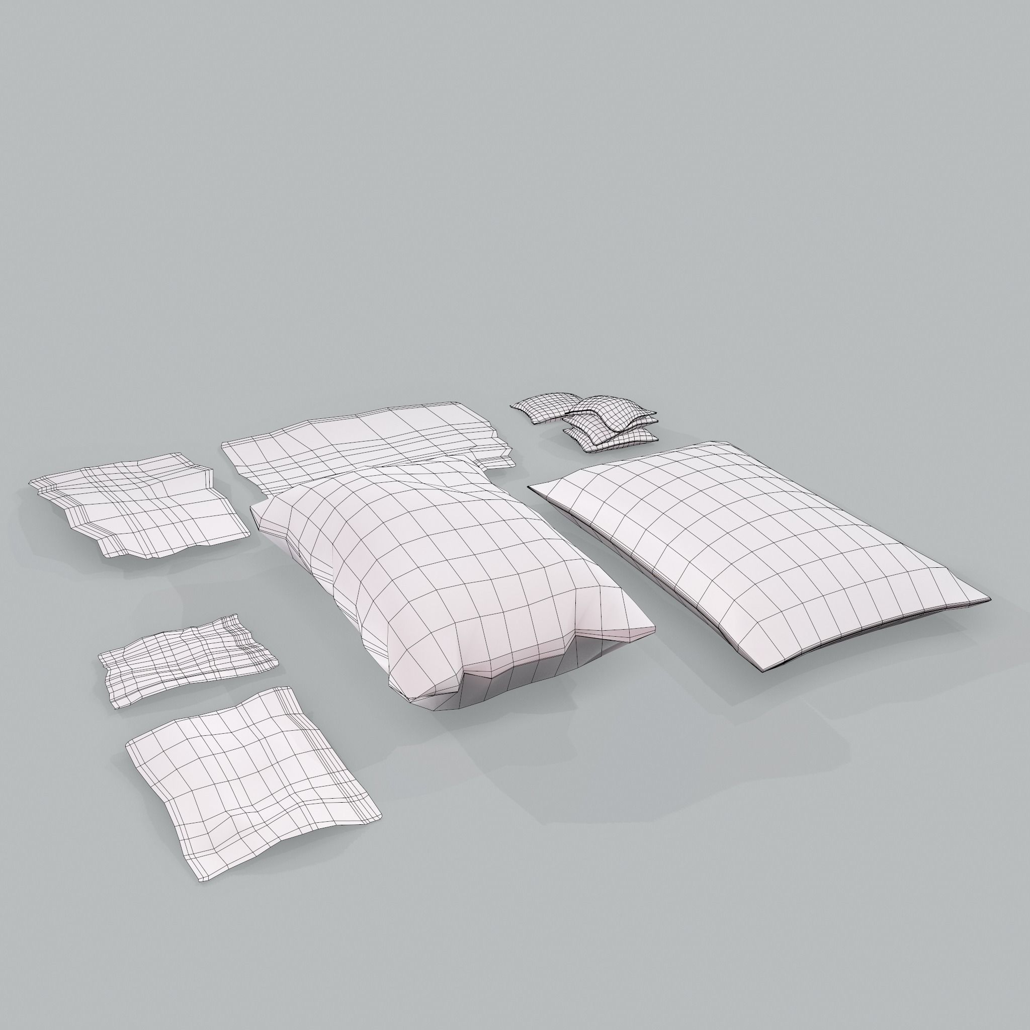 Burlap Sacks and Pieces Low-poly 3D model_21