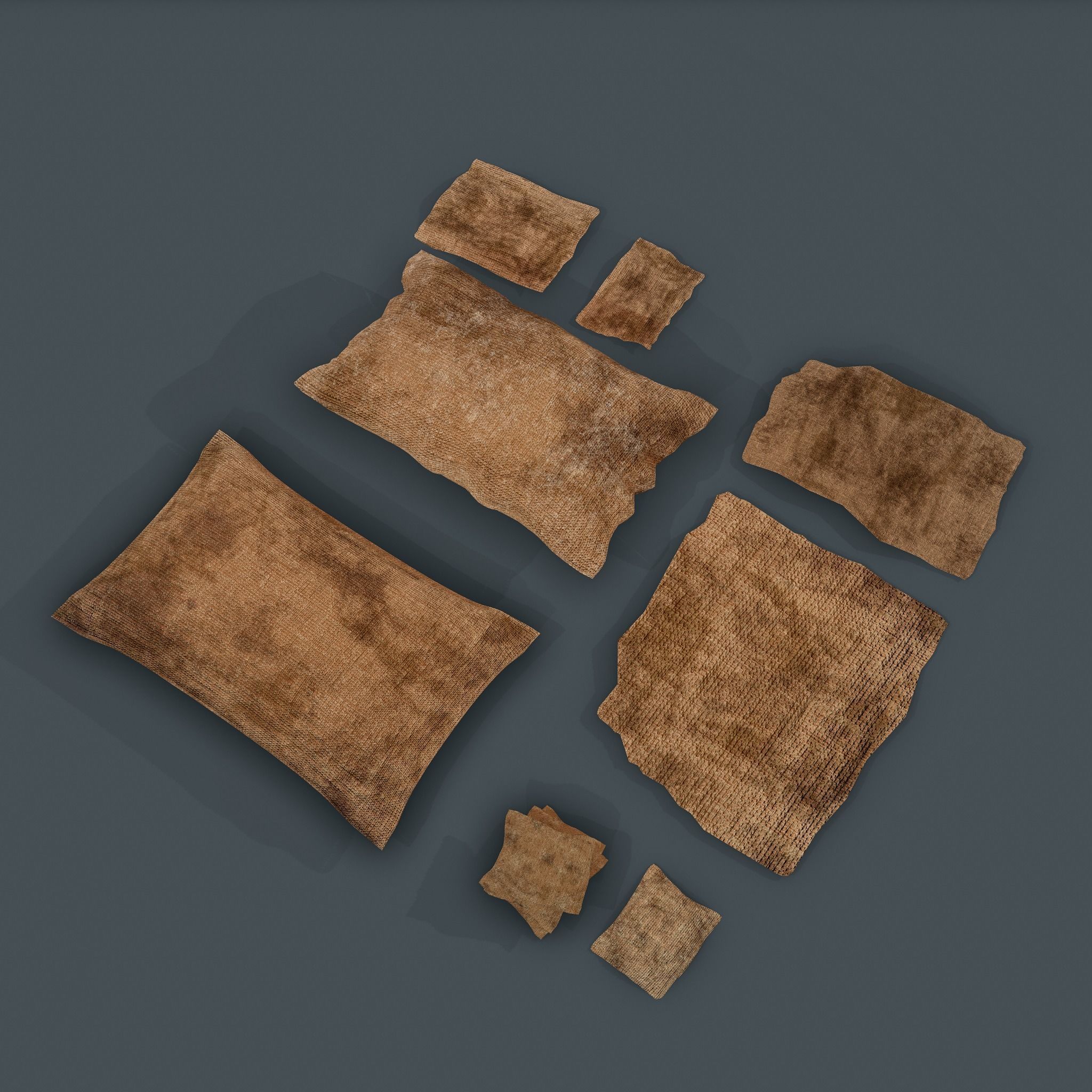 Burlap Sacks and Pieces Low-poly 3D model_12