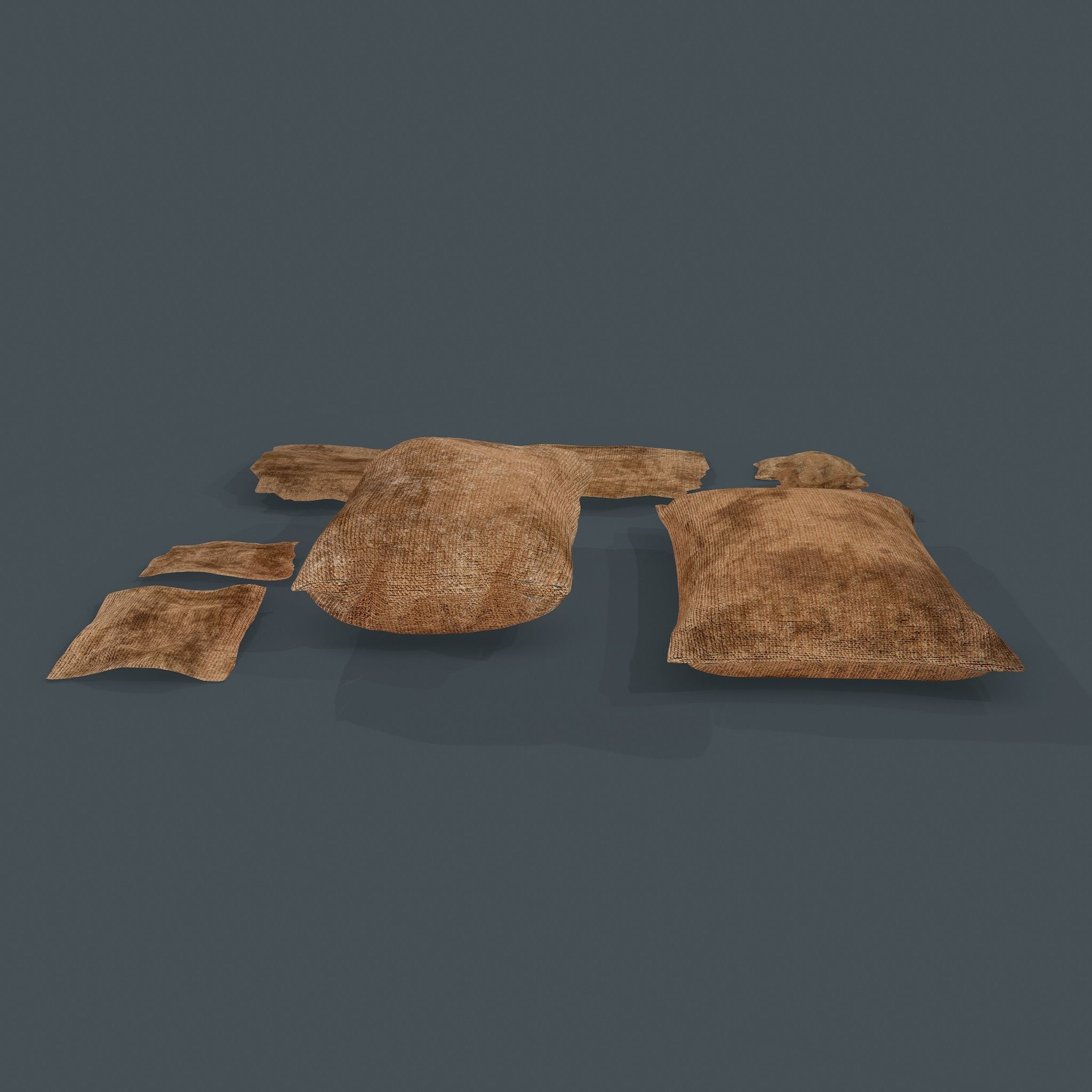 Burlap Sacks and Pieces Low-poly 3D model_6
