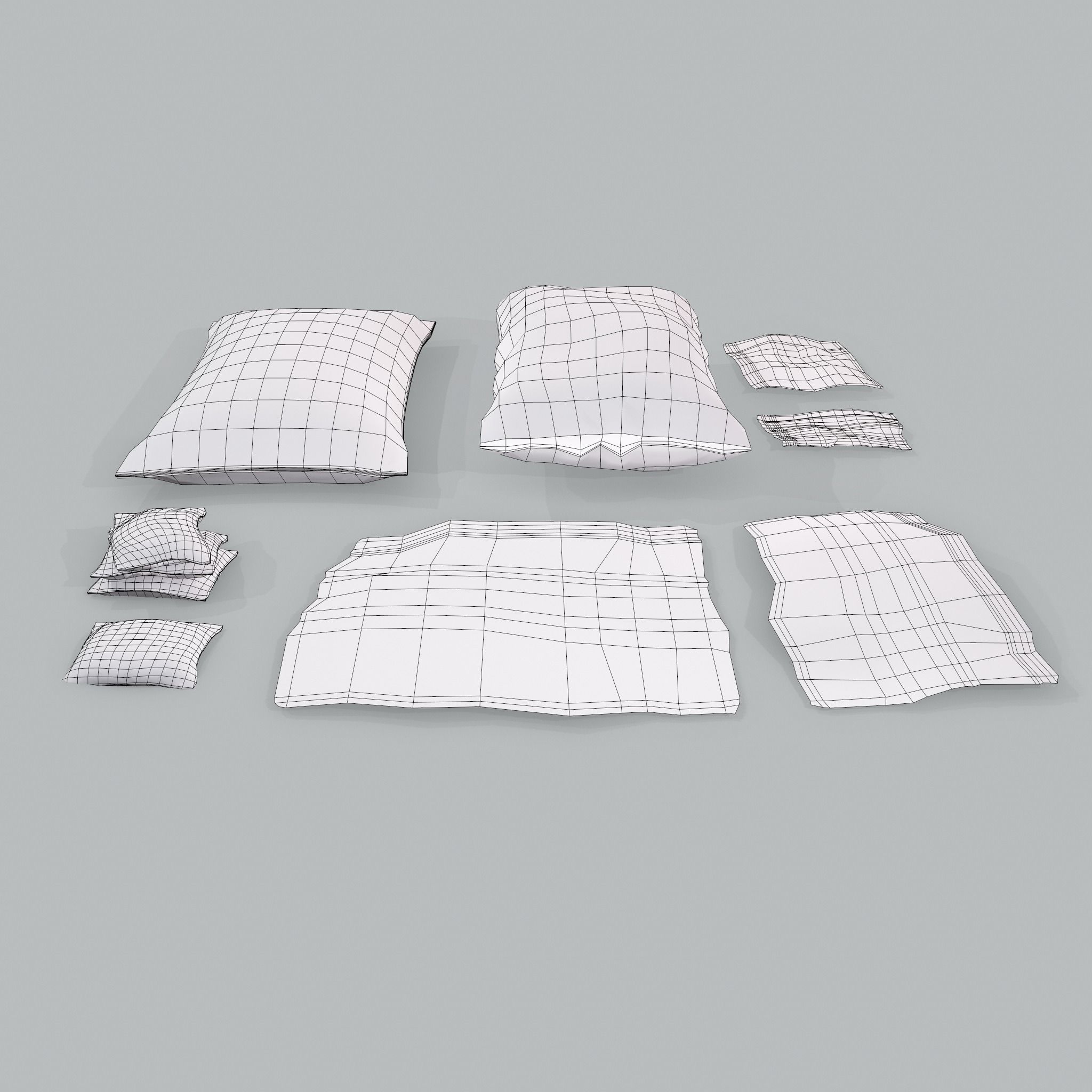 Burlap Sacks and Pieces Low-poly 3D model_18