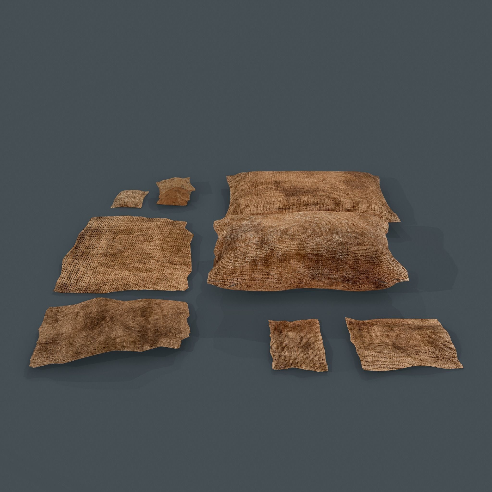 Burlap Sacks and Pieces Low-poly 3D model_4