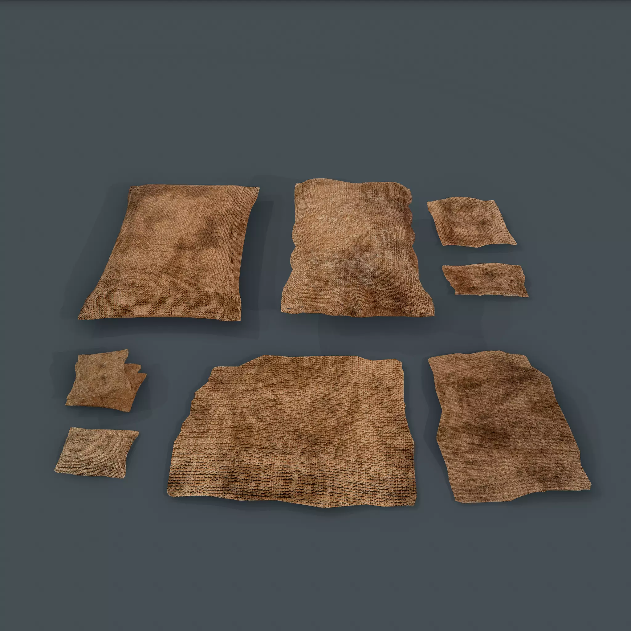 Burlap Sacks and Pieces Low-poly 3D model_0