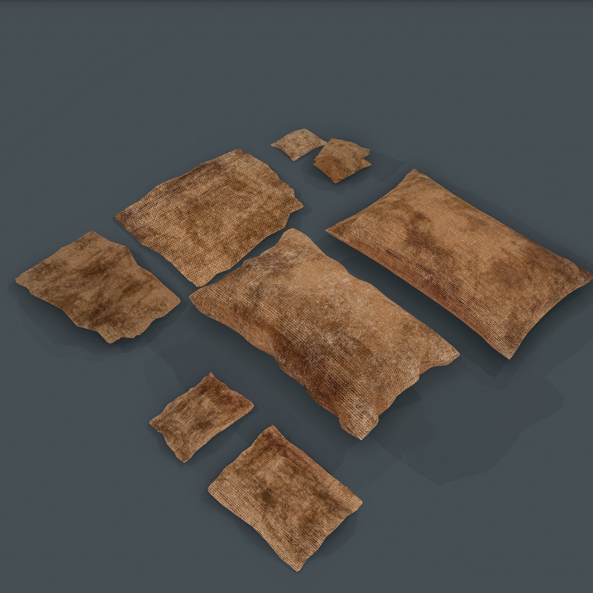 Burlap Sacks and Pieces Low-poly 3D model_5