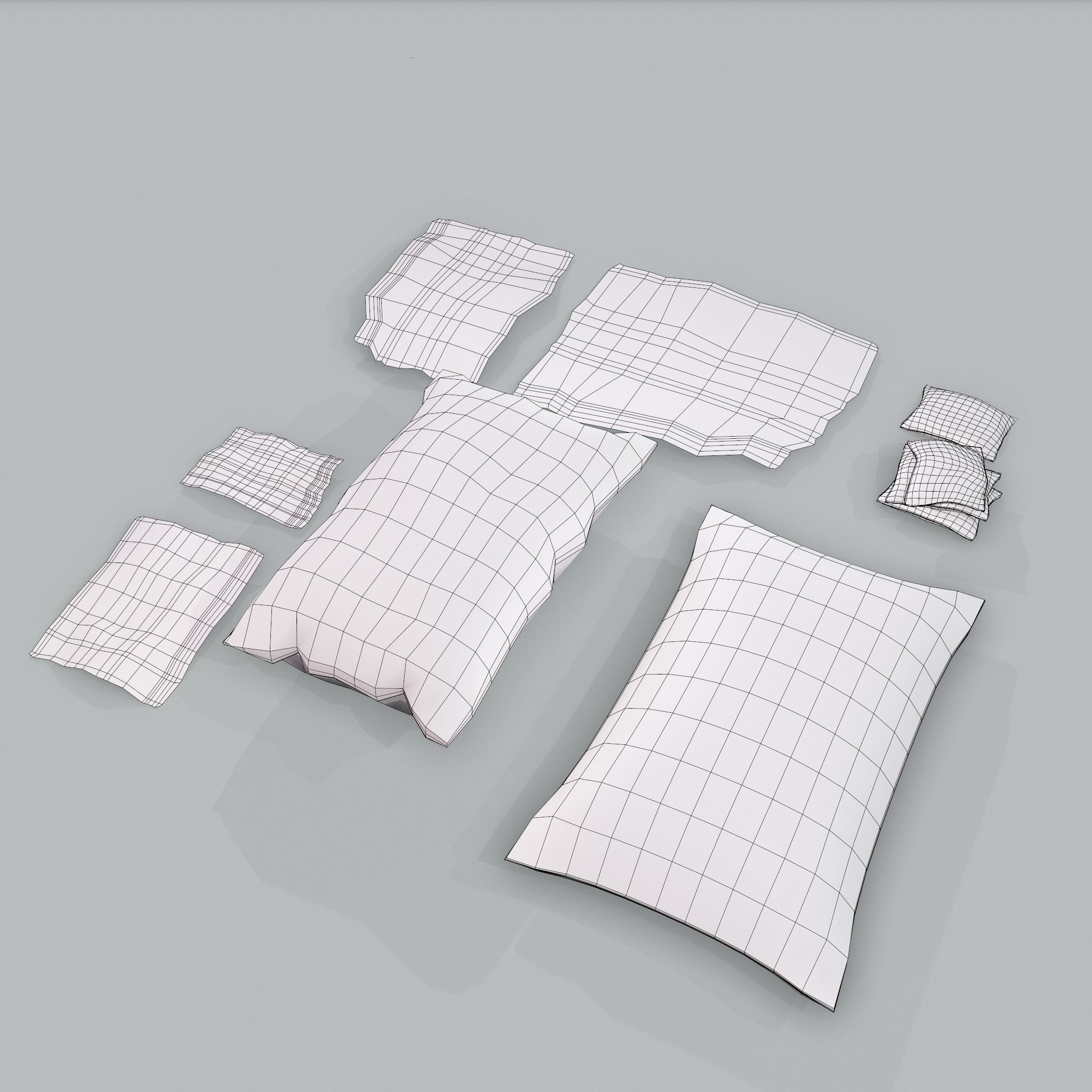 Burlap Sacks and Pieces Low-poly 3D model_22