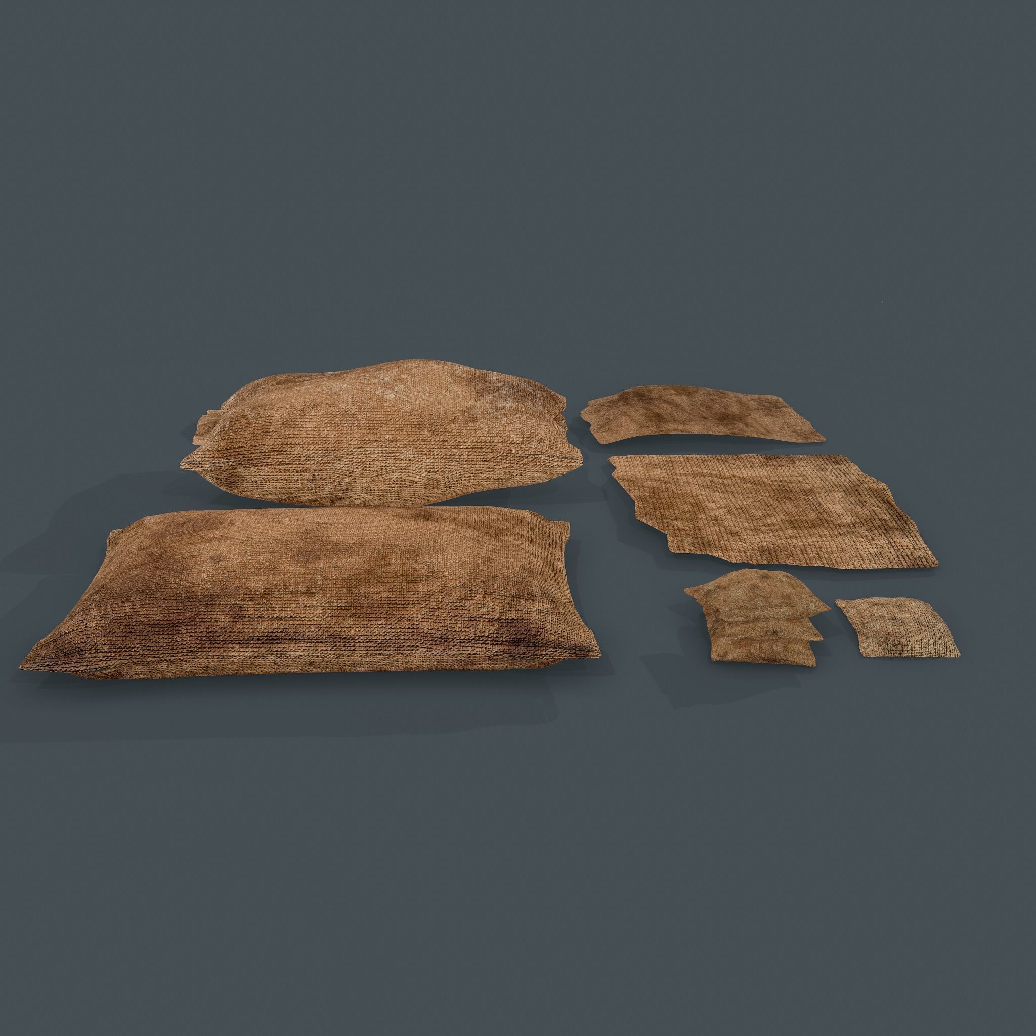 Burlap Sacks and Pieces Low-poly 3D model_11
