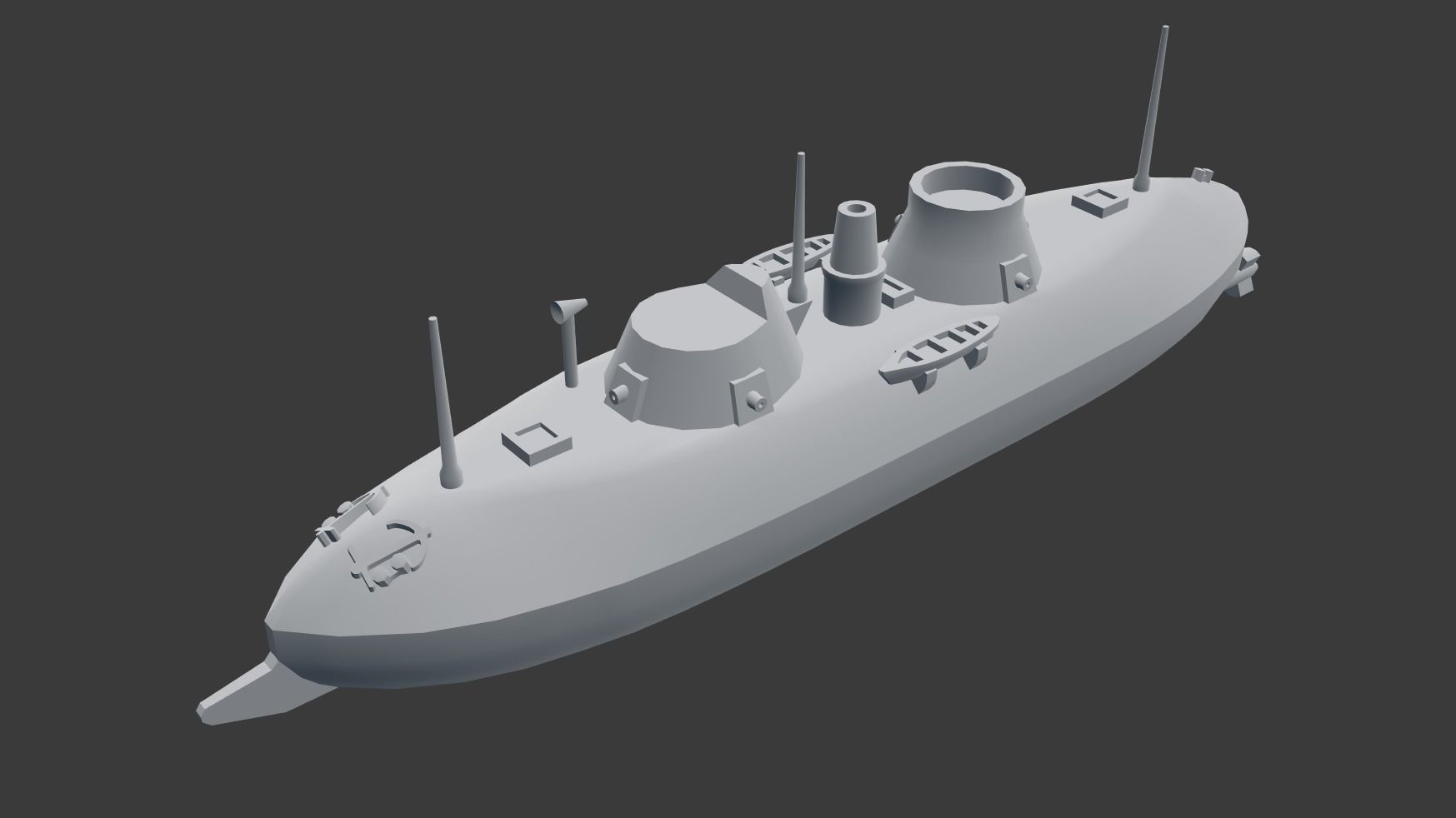 USS Keokuk 1863 3D print model_11