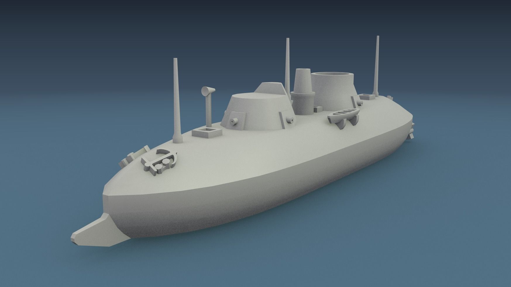 USS Keokuk 1863 3D print model_1