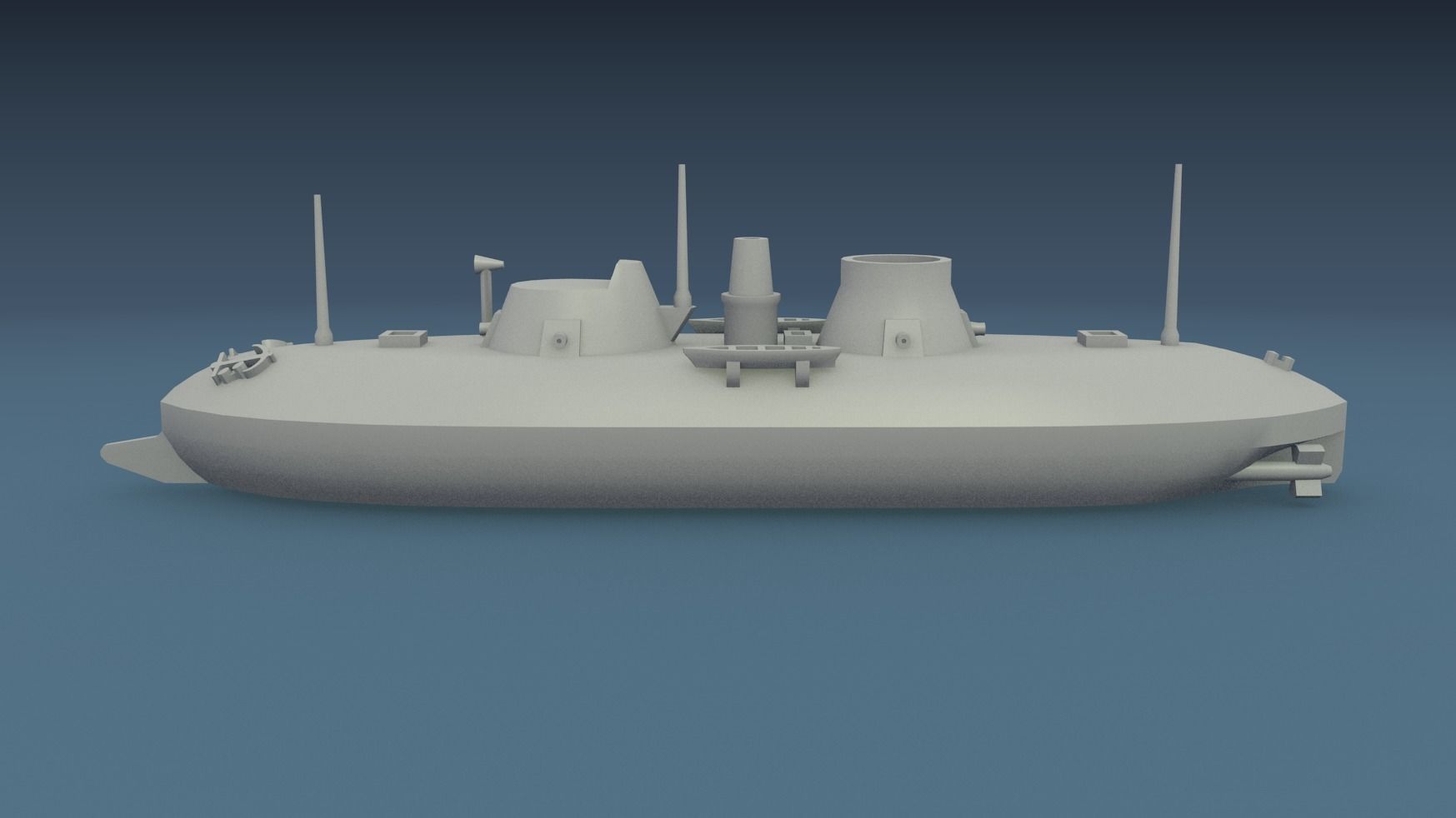 USS Keokuk 1863 3D print model_2