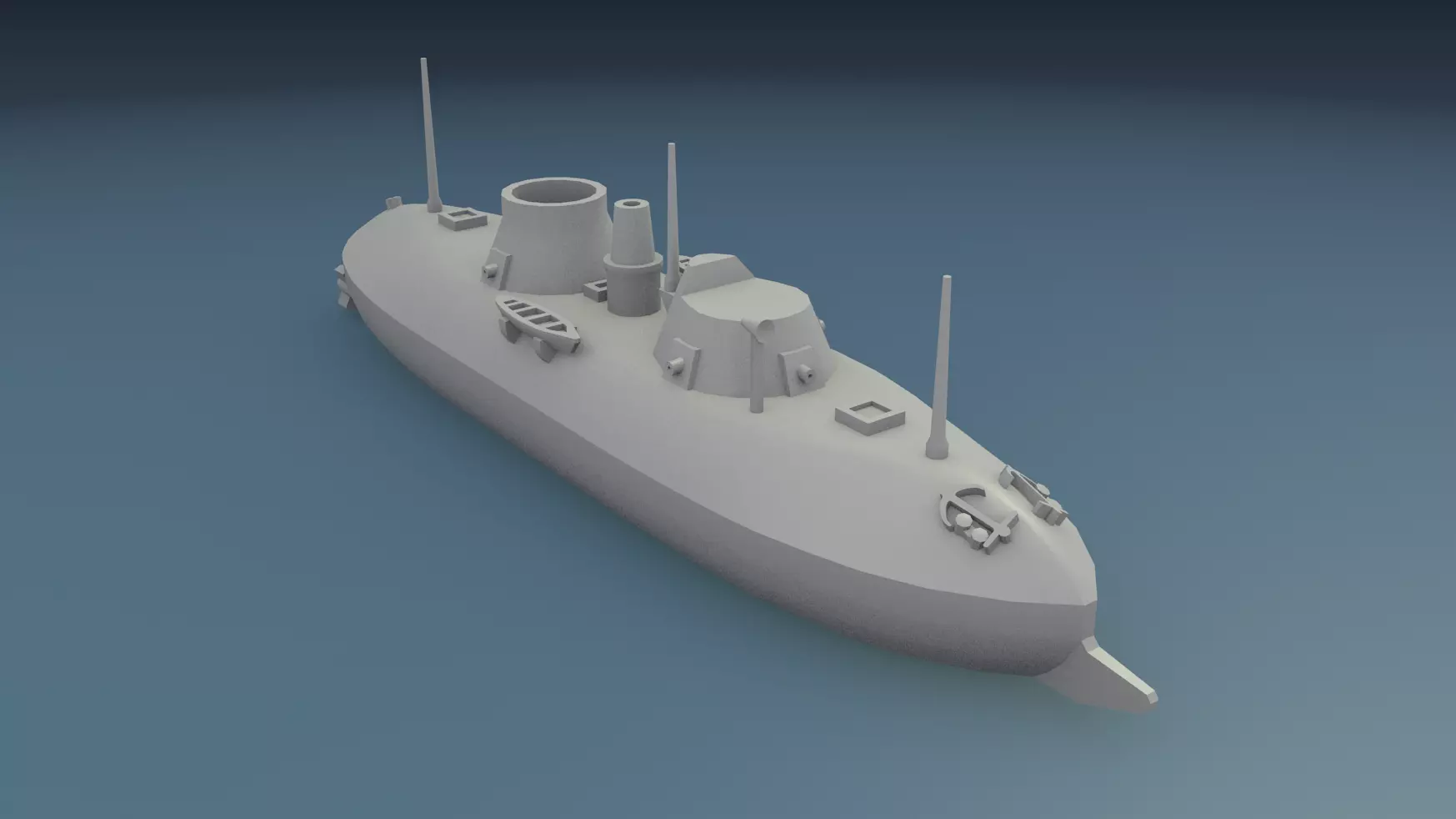 USS Keokuk 1863 3D print model_0