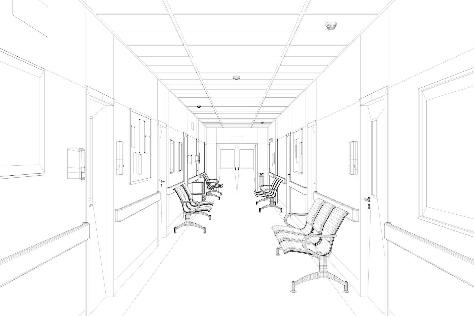 Hospital Hall V3 3D model_18