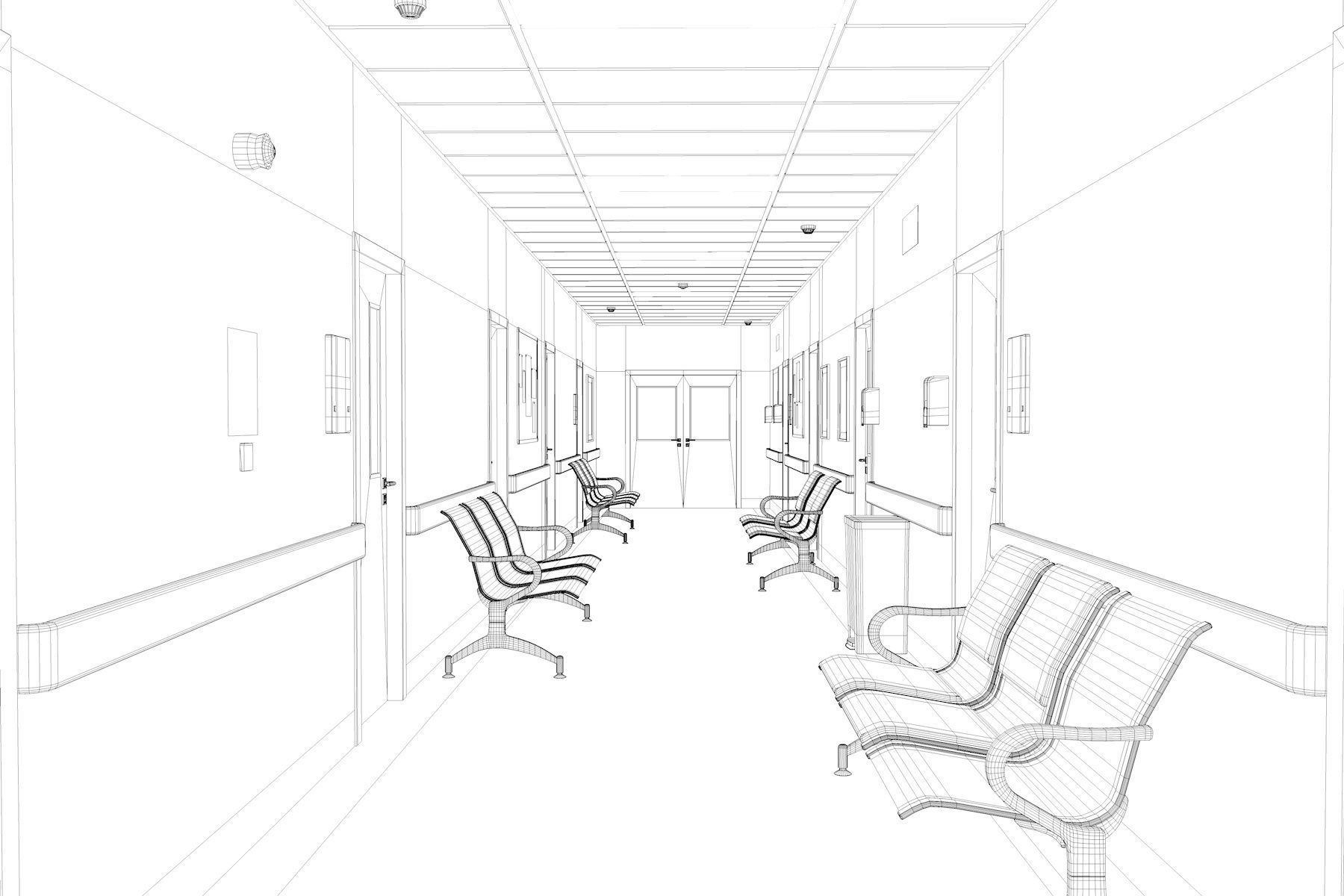 Hospital Hall V3 3D model_17
