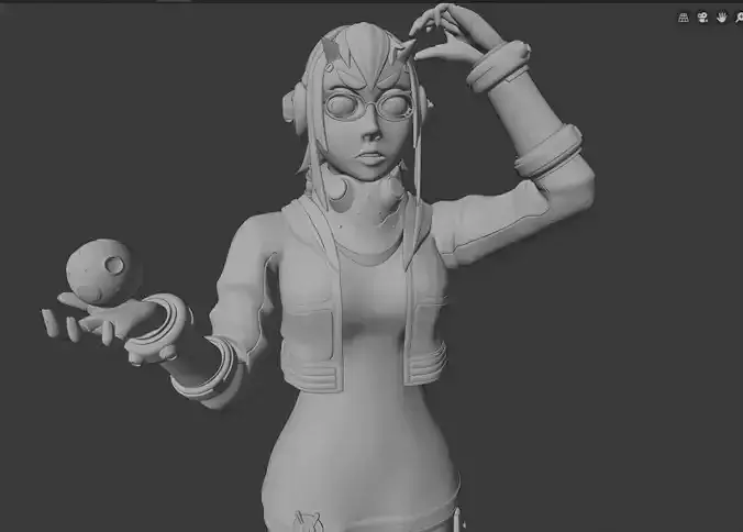High Poly Gui woman holding ball