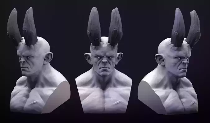 Demon Bust 3D print model