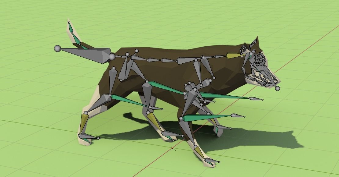 Rigged Low Poly Dog Low-poly 3D model_22