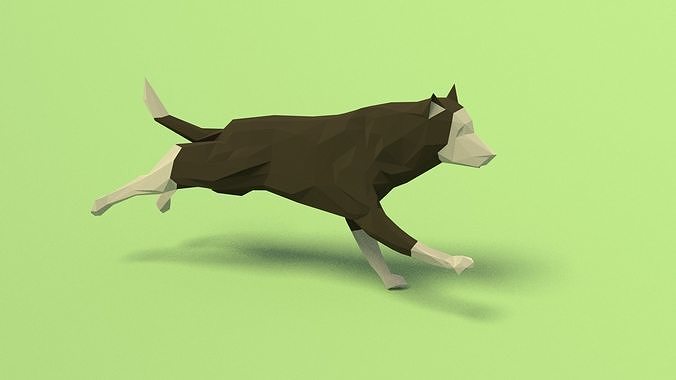 Rigged Low Poly Dog Low-poly 3D model