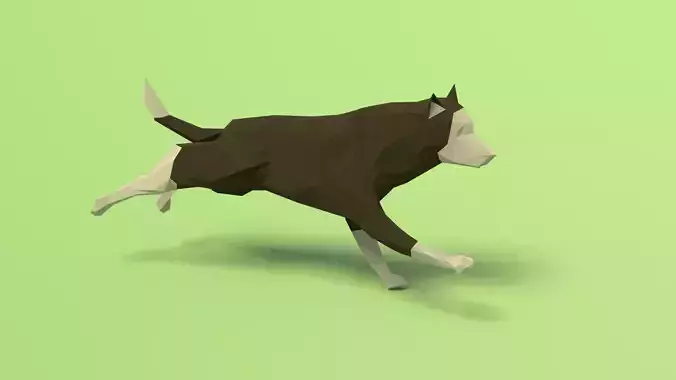 Rigged Low Poly Dog Low-poly 3D model