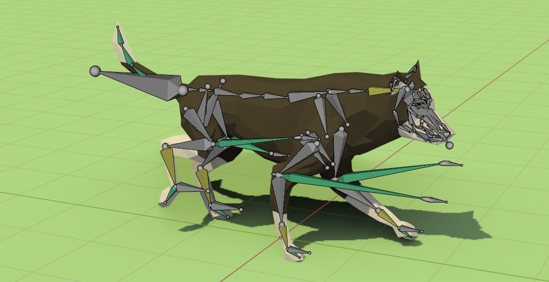 Rigged Low Poly Dog Low-poly 3D model_23