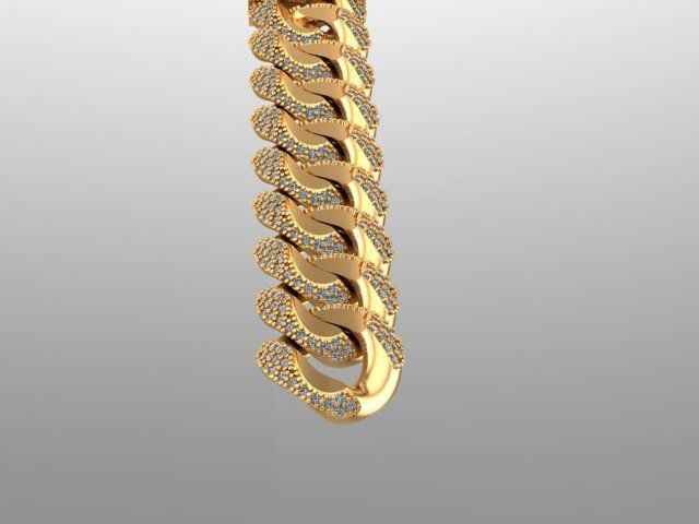 cuban chain or necklace diamond zx001 stl 3D model_7