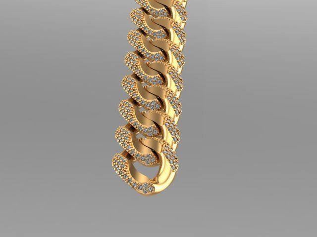 cuban chain or necklace diamond zx001 stl 3D model_1
