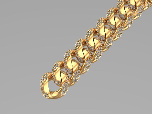cuban chain or necklace diamond zx001 stl 3D model_2