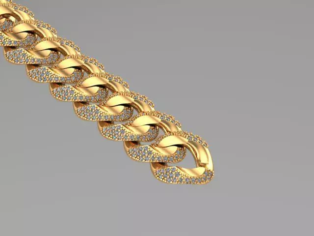 cuban chain or necklace diamond zx001 stl 3D model_0