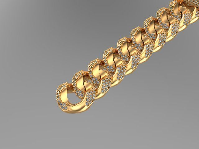 cuban chain or necklace diamond zx001 stl 3D model_12