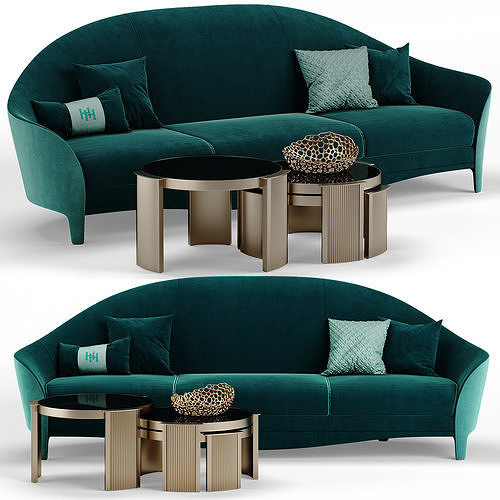 Heritage Cortes sofa - Roland table set 3D model