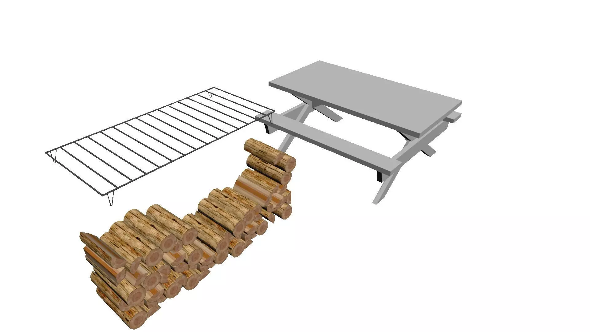 VARIUS picnic table with logs Free 3D model