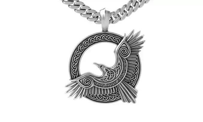 cool celtic pendant raven 3D print model