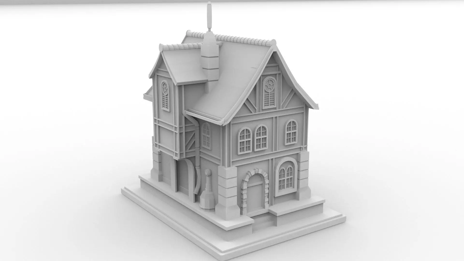 House Low Poly victorian no Free low-poly 3D model