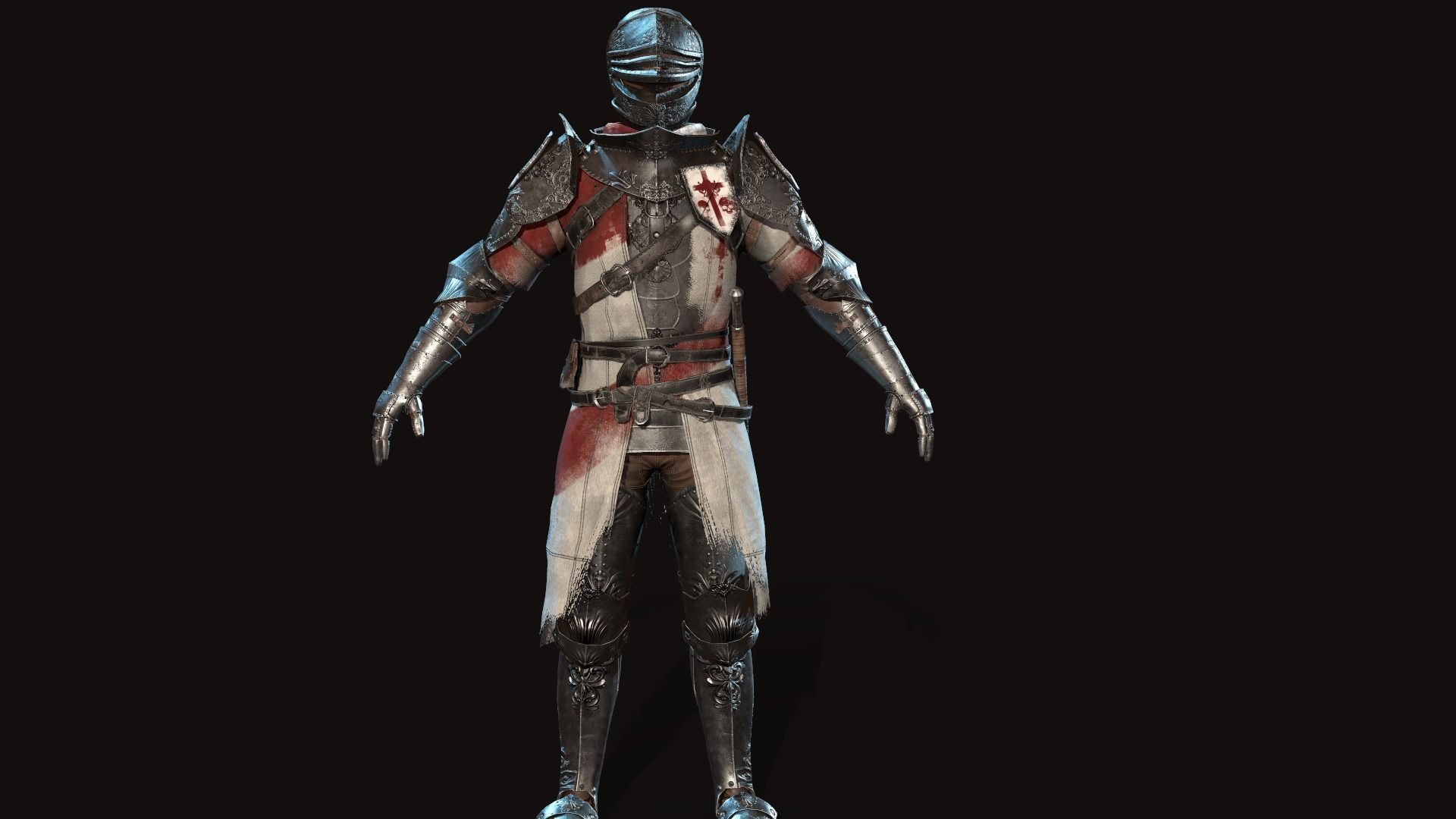 Knights knight in armor Low-poly 3D model_9