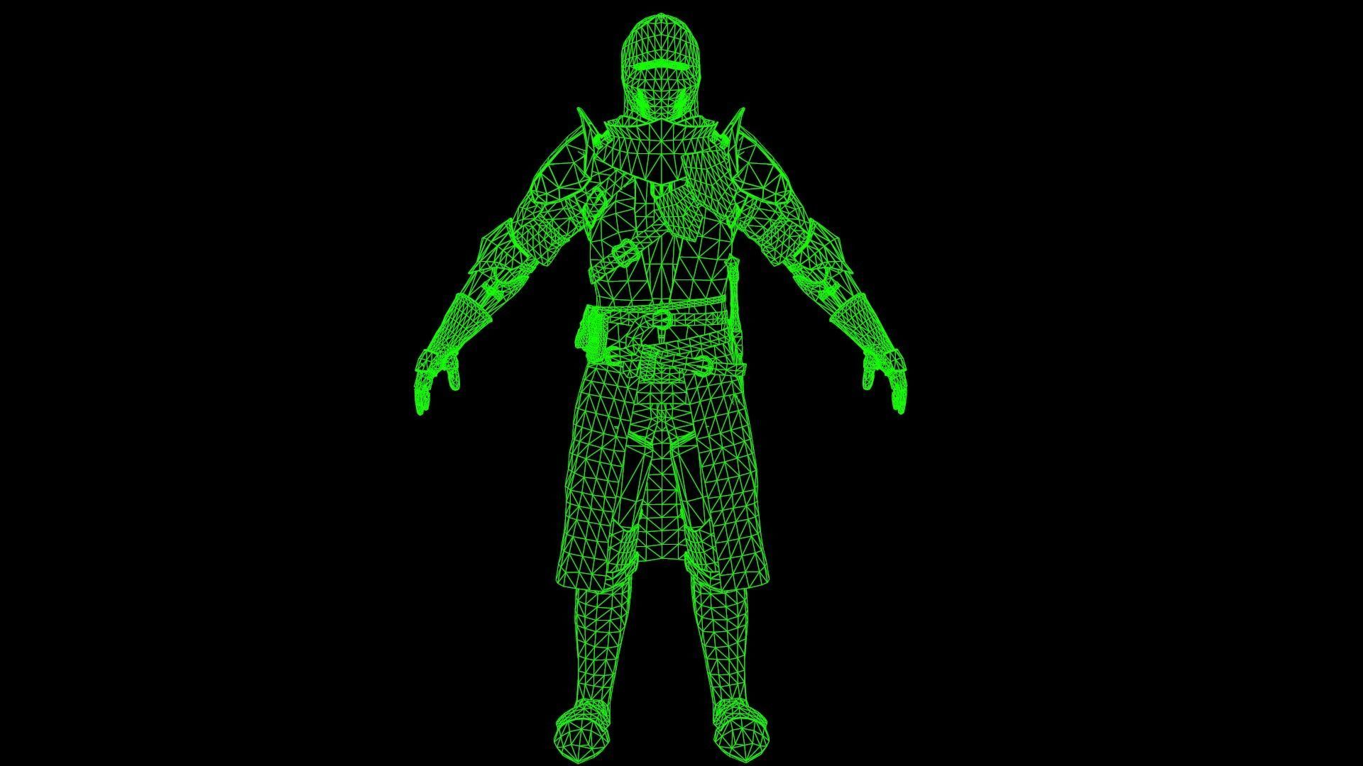 Knights knight in armor Low-poly 3D model_34