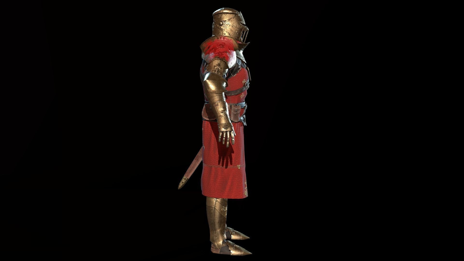 Knights knight in armor Low-poly 3D model_16