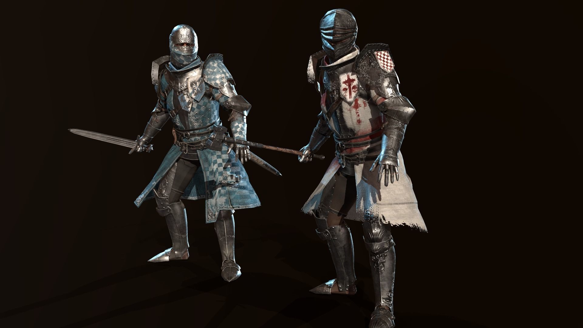 Knights knight in armor Low-poly 3D model_8