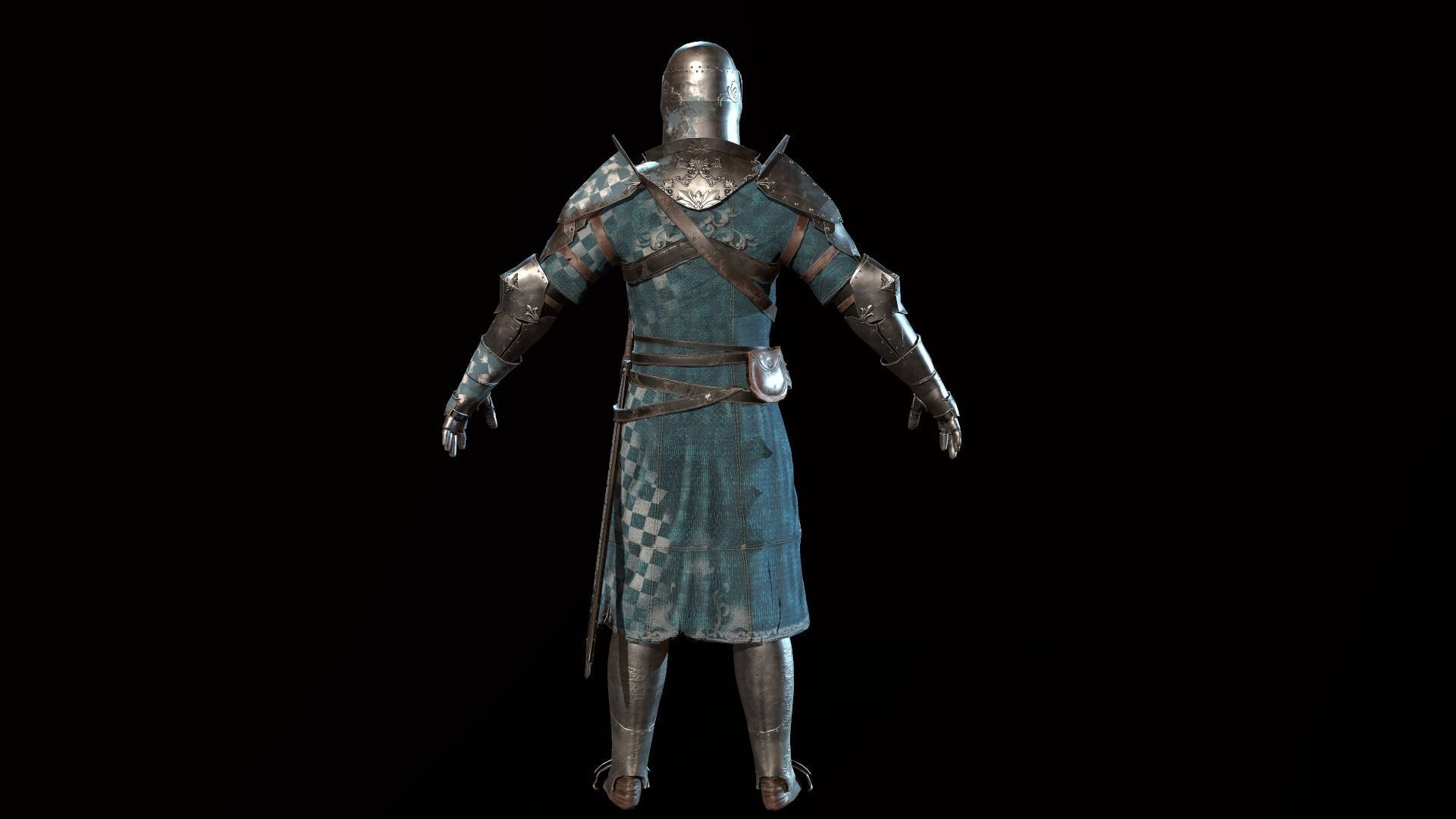 Knights knight in armor Low-poly 3D model_23
