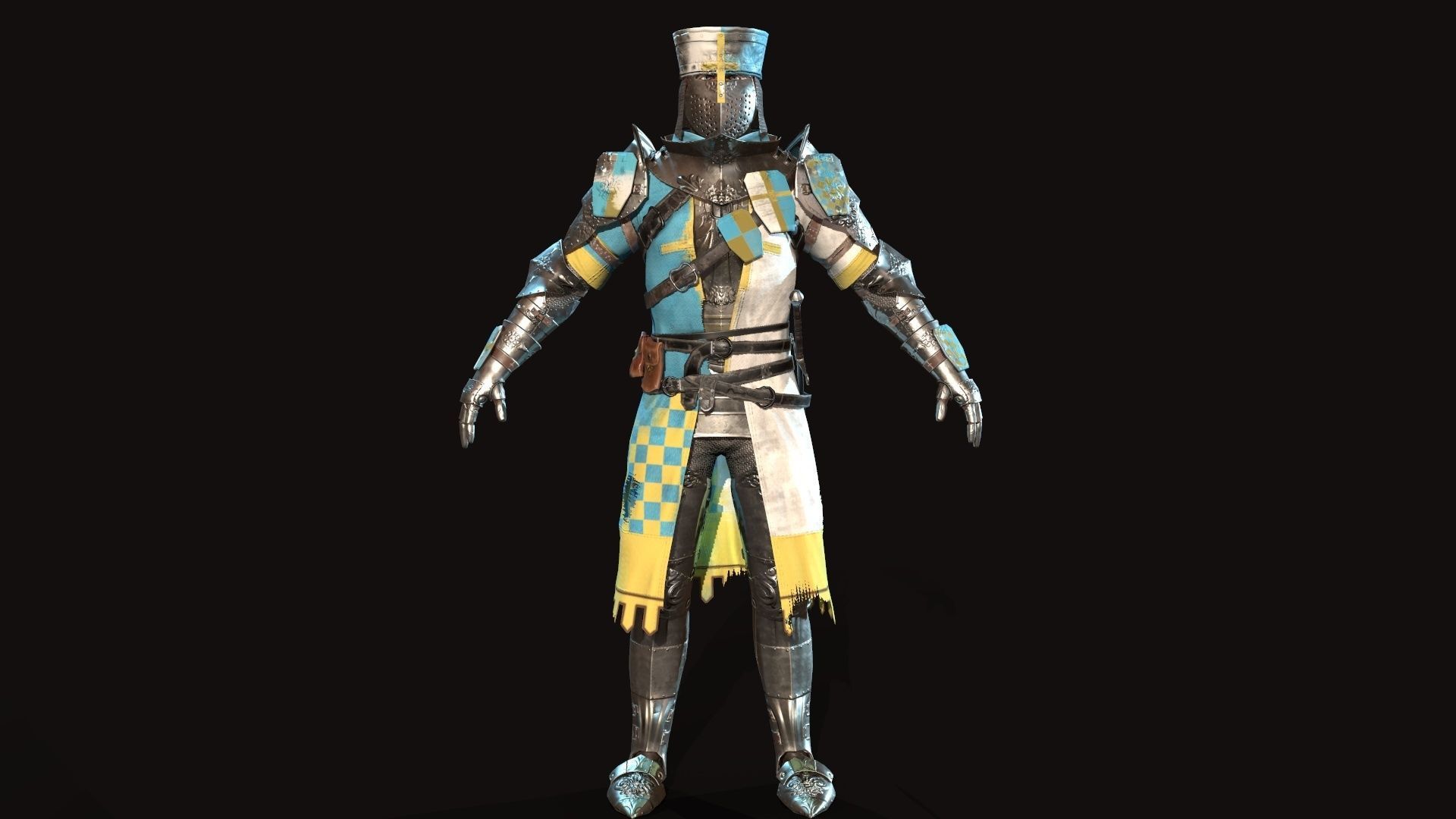 Knights knight in armor Low-poly 3D model_12