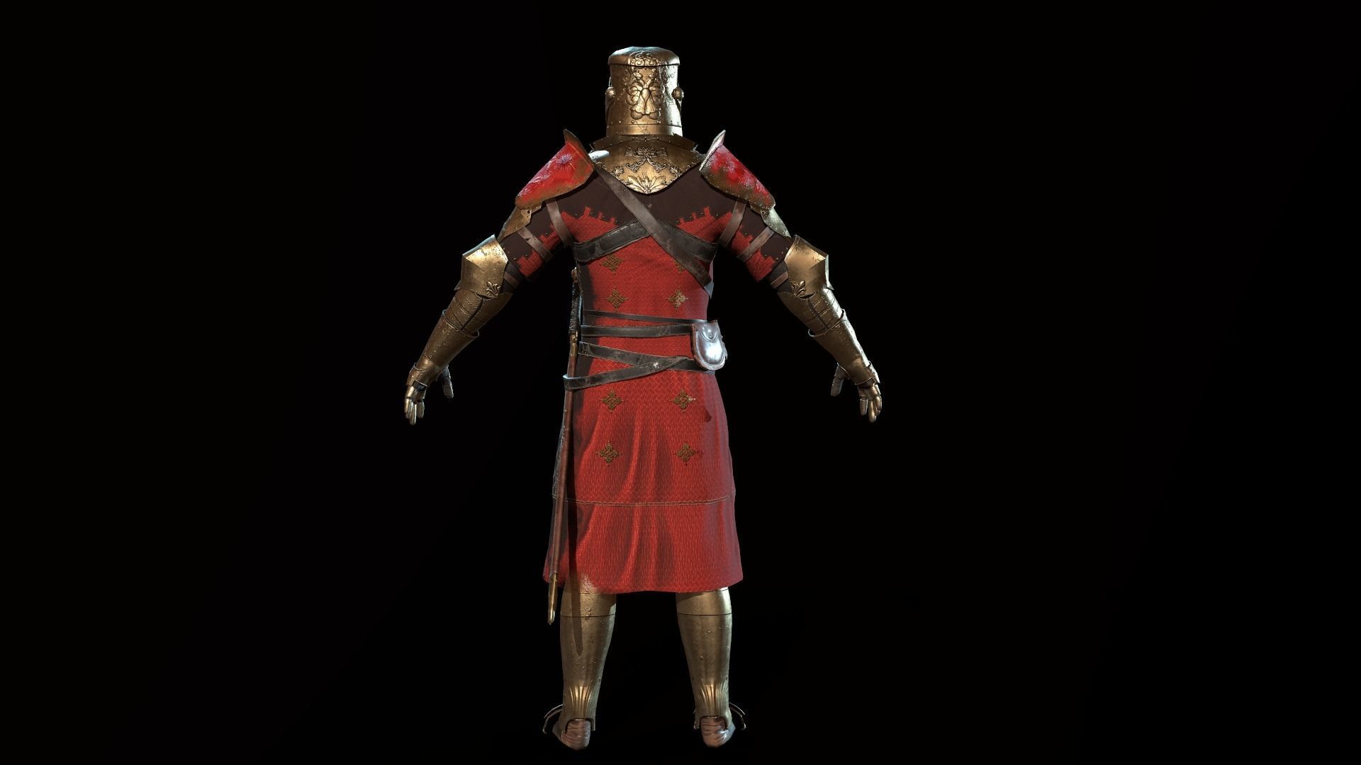 Knights knight in armor Low-poly 3D model_17