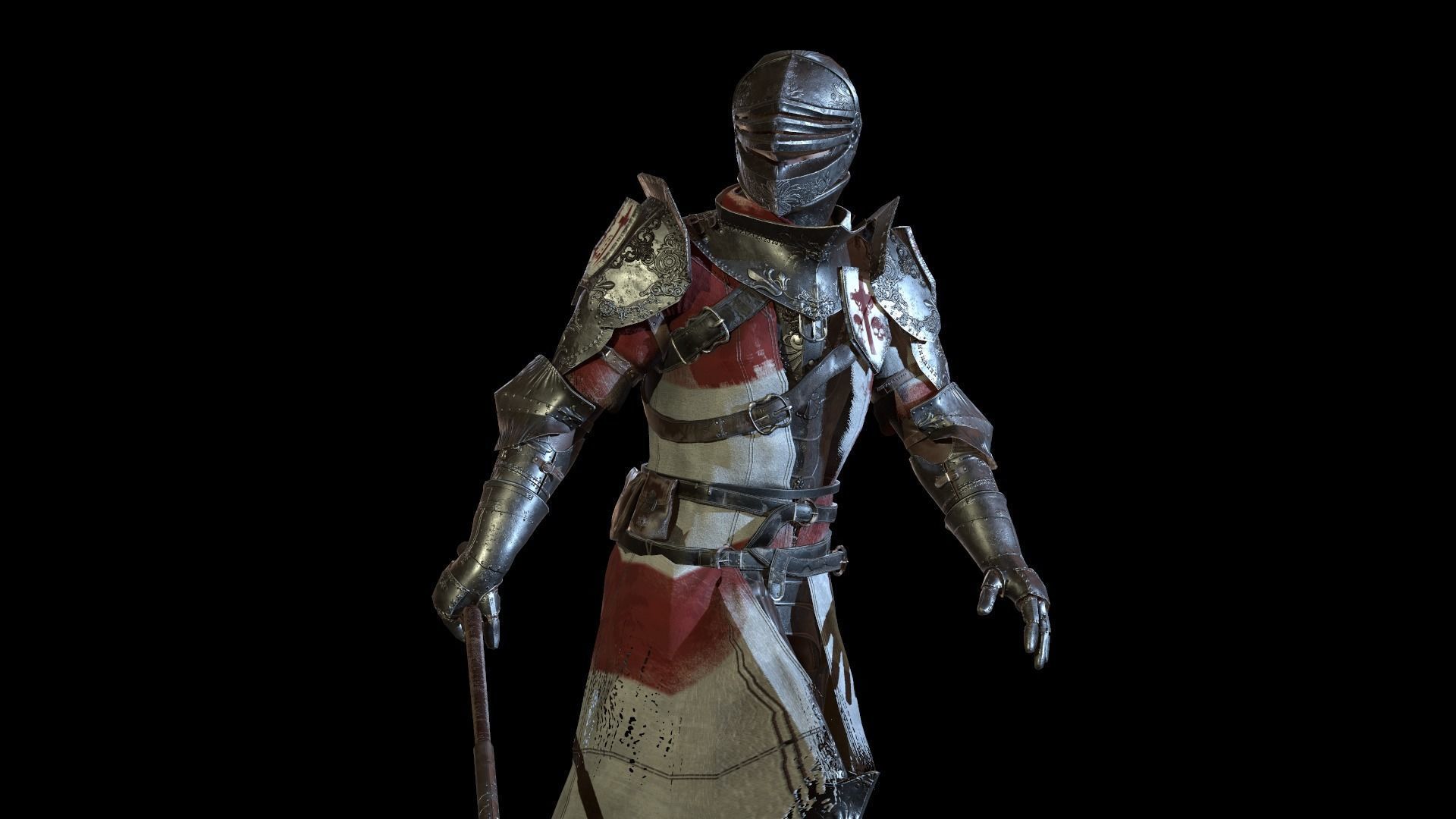 Knights knight in armor Low-poly 3D model_7