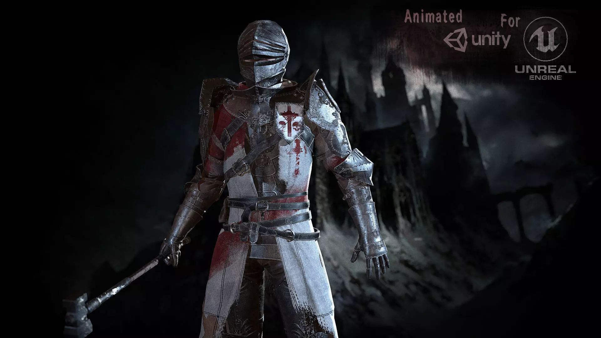 Knights knight in armor Low-poly 3D model_0