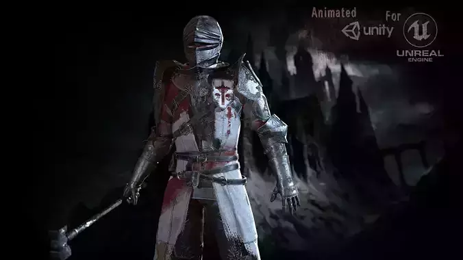 Knights knight in armor Low-poly 3D model