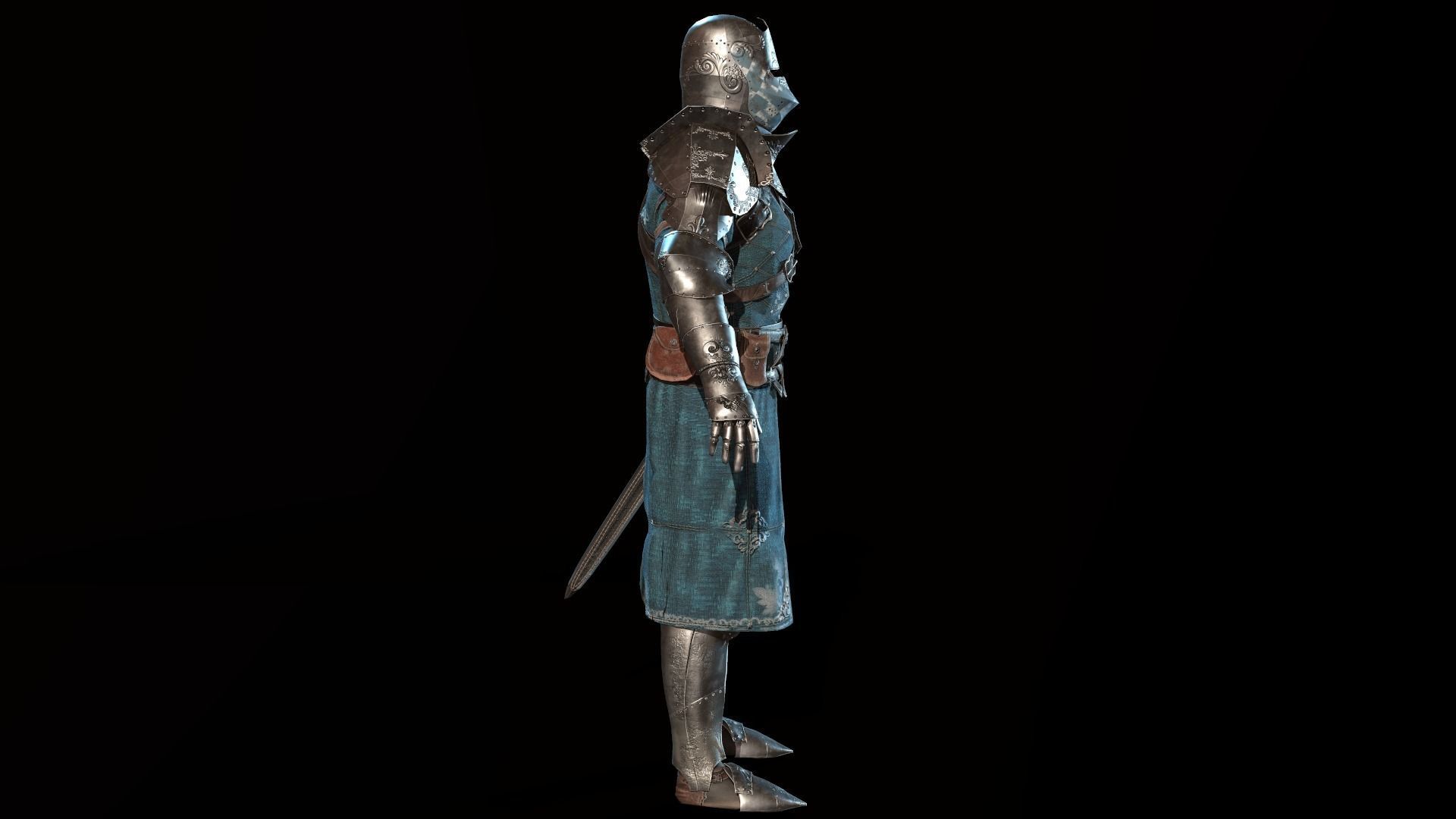 Knights knight in armor Low-poly 3D model_21