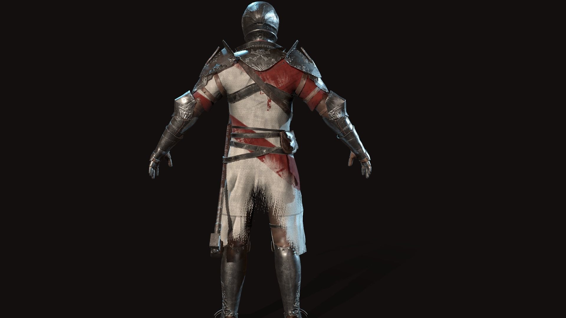 Knights knight in armor Low-poly 3D model_11